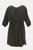 Khaki Lace-up wide cut mini dress 92407