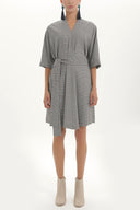 Black Belted V-neck wide cut mini dress 92408