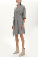 Black Belted V-neck wide cut mini dress 92408