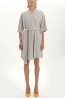 Gray Belted V-neck wide cut mini dress 92408