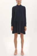 Navy Blue Button wide cut mini dress 92411