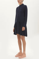 Navy Blue Button wide cut mini dress 92411