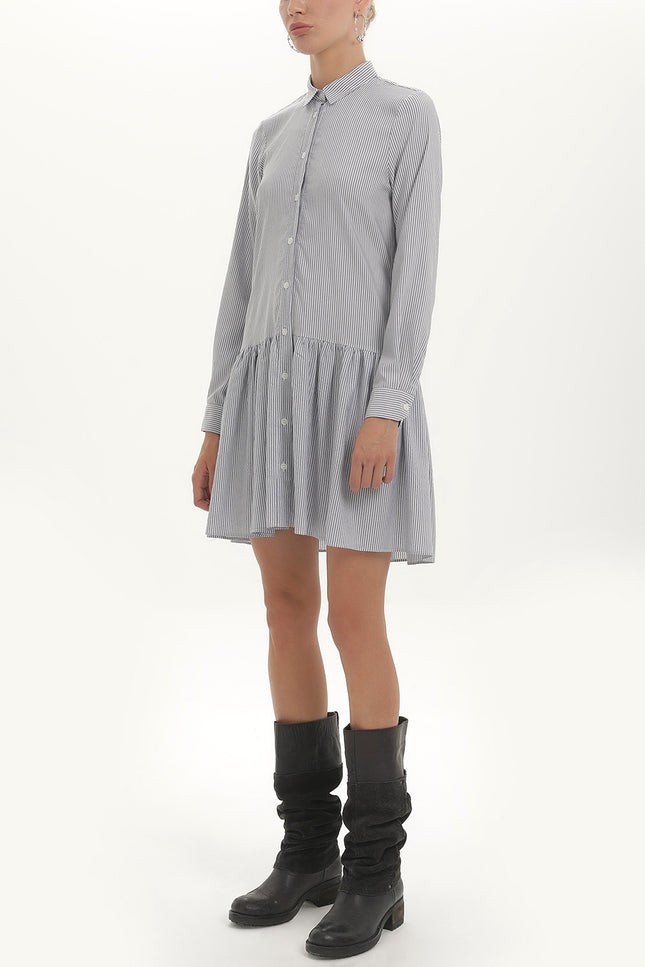 Düğmeli Bol Kesim Mini Elbise 92411