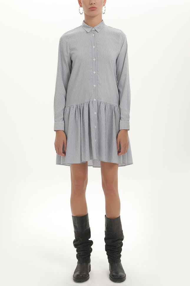 Düğmeli Bol Kesim Mini Elbise 92411
