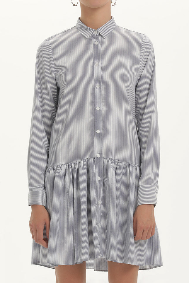 Düğmeli Bol Kesim Mini Elbise 92411