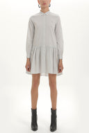 Black White Button wide cut mini dress 92411