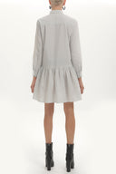 Black White Button wide cut mini dress 92411