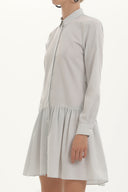 Black White Button wide cut mini dress 92411