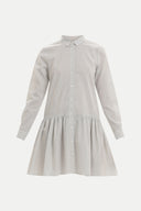 Black White Button wide cut mini dress 92411