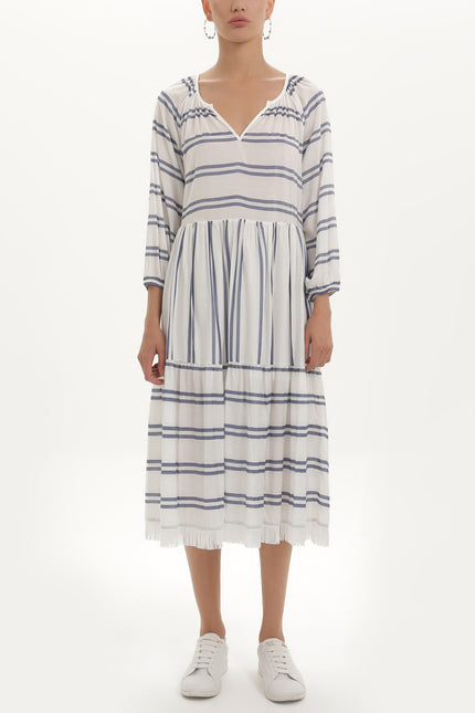 Çizgili Oversize Midi Elbise 92419