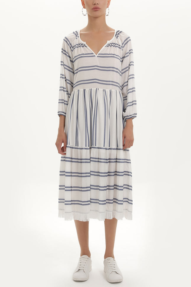 Çizgili Oversize Midi Elbise 92419