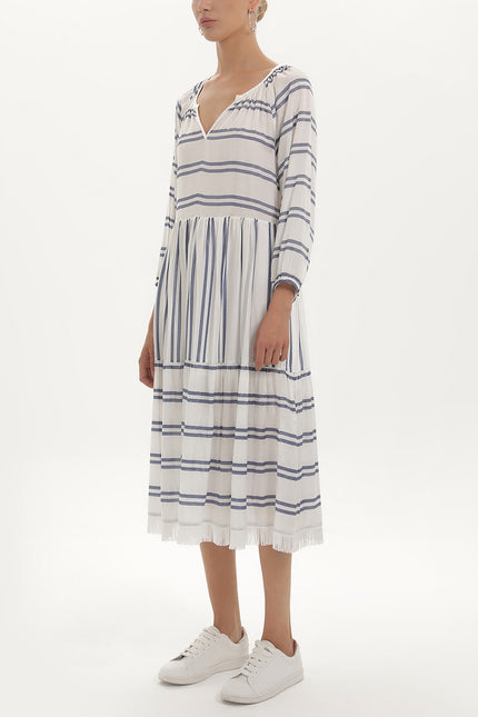 Çizgili Oversize Midi Elbise 92419