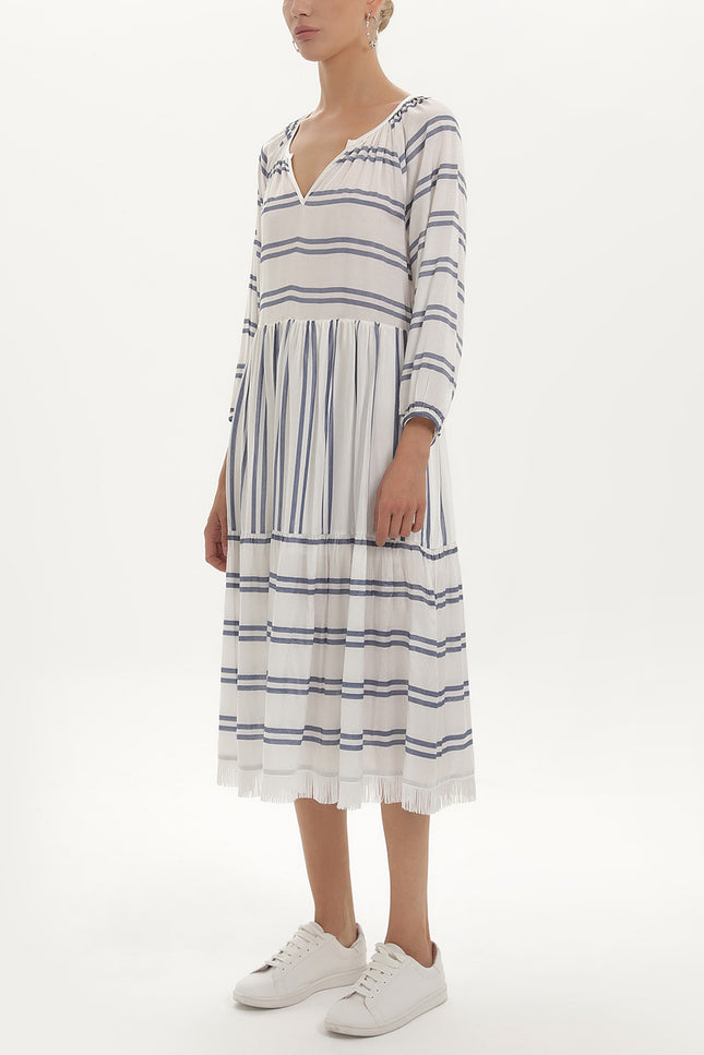 Çizgili Oversize Midi Elbise 92419
