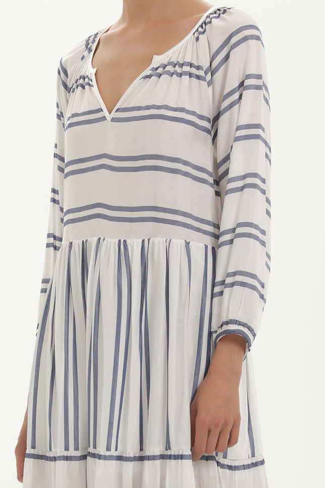 Çizgili Oversize Midi Elbise 92419