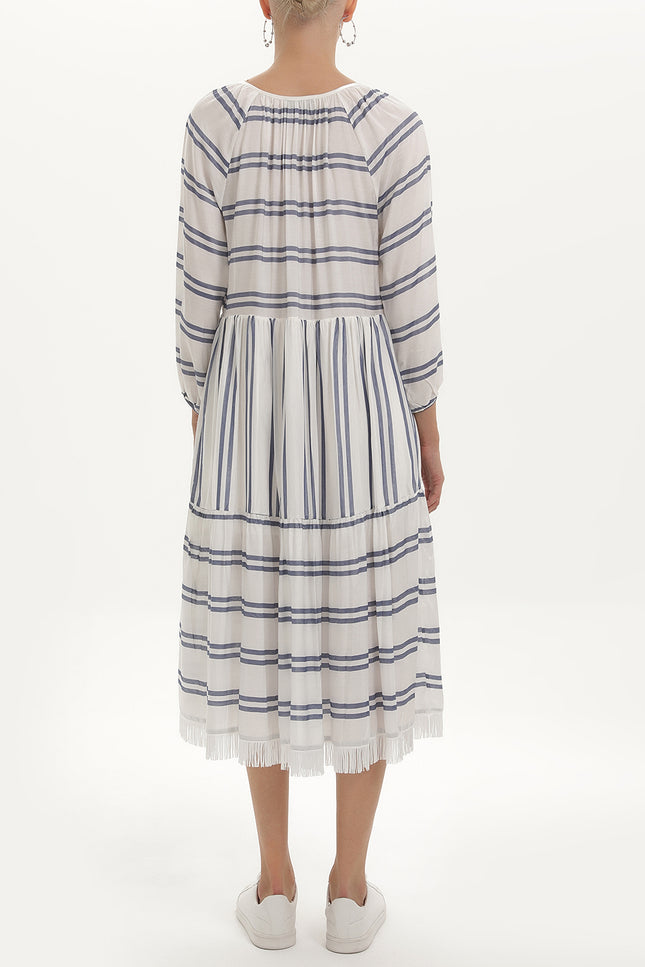 Çizgili Oversize Midi Elbise 92419