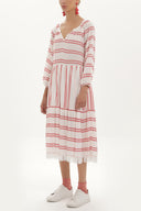 Red Striped oversize midi dress 92419