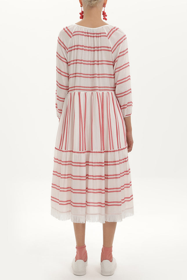 Çizgili Oversize Midi Elbise 92419