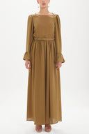 Khaki Ruffled sleeve maxi dress 92431