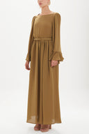 Khaki Ruffled sleeve maxi dress 92431
