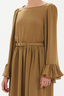 Khaki Ruffled sleeve maxi dress 92431