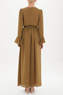 Khaki Ruffled sleeve maxi dress 92431