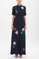Navy Blue Embroidered maxi dress 92432
