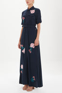 Navy Blue Embroidered maxi dress 92432
