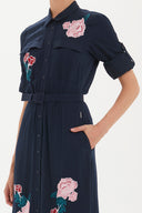 Navy Blue Embroidered maxi dress 92432