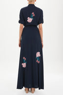 Navy Blue Embroidered maxi dress 92432