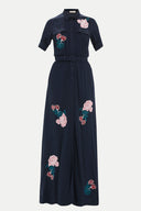 Navy Blue Embroidered maxi dress 92432