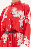 Red Belted maxi dress 92433