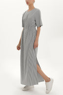 Black Striped Elastic maxi dress 92434