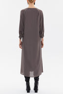 Mink V-neck Pleated wide cut midi dress 92479