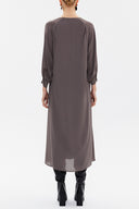 Mink V-neck Pleated wide cut midi dress 92479
