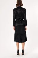 Black Red Ruffle midi shirt dress 92483