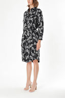 Black WIDE CUT PATTERNED DRESS 92517