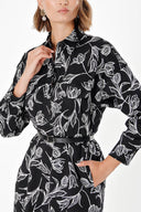 Black WIDE CUT PATTERNED DRESS 92517