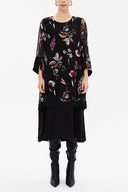 Patterned Printed fabric combined midi dress 92537