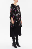 Patterned Printed fabric combined midi dress 92537