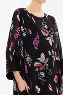 Patterned Printed fabric combined midi dress 92537