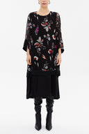 Patterned Printed fabric combined midi dress 92537