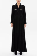 Black Pocket and accessory detail maxi dress 92546