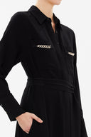 Black Pocket and accessory detail maxi dress 92546