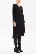 Black Asymmetric, chiffon midi dress 92549