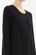 Black Asymmetric, chiffon midi dress 92549