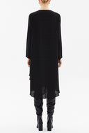 Black Asymmetric, chiffon midi dress 92549