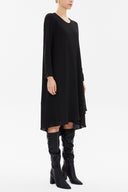 Black Asymmetric, chiffon midi dress 92549