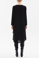 Black Asymmetric, chiffon midi dress 92549