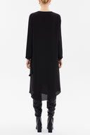 Black Asymmetric, chiffon midi dress 92549