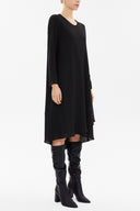 Black Asymmetric, chiffon midi dress 92549